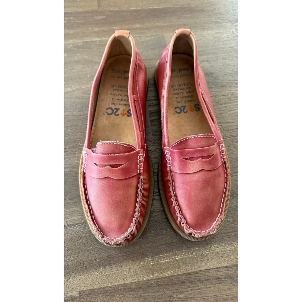 Bed Stu Red Penny Loafers Women's Size 7